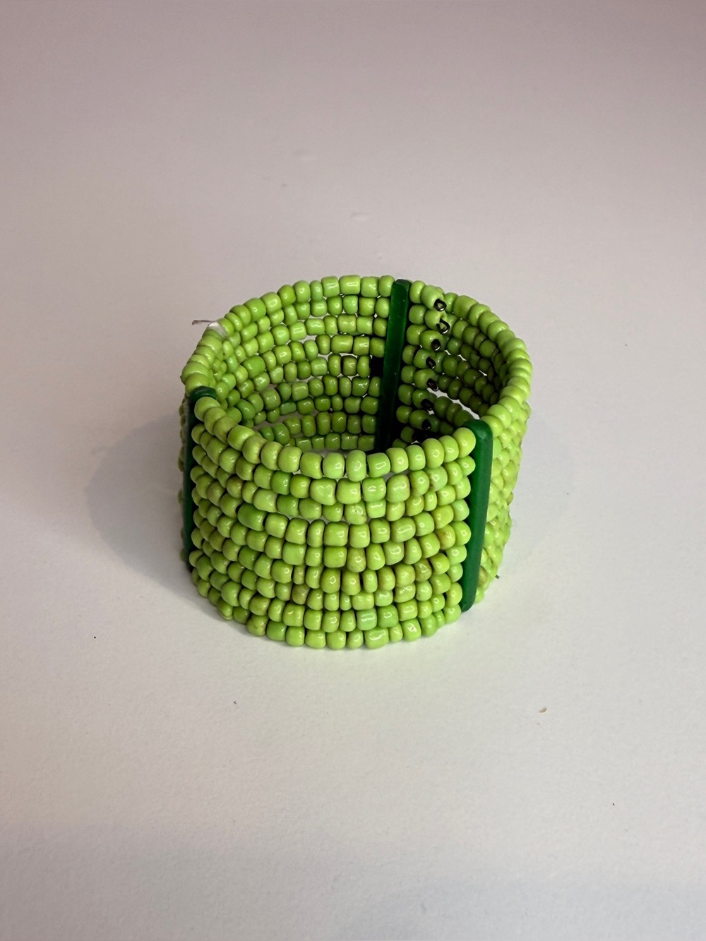 Green seed bead cuff